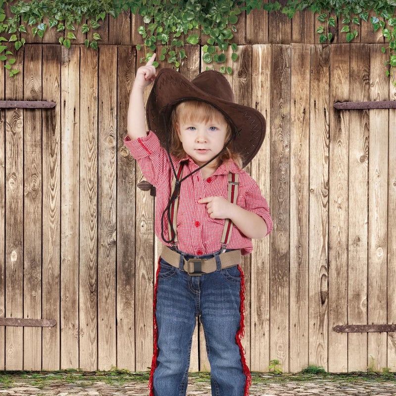 Riyidecor Wooden Barn Doors Fabric Backdrop Rustic Retro Antique Brown Woods Shabby Chic 7Wx5H Feet Farmhouse Photography Backgrounds Photo Shoot Party Birthday Decor Props Photo Shoot - Image 2